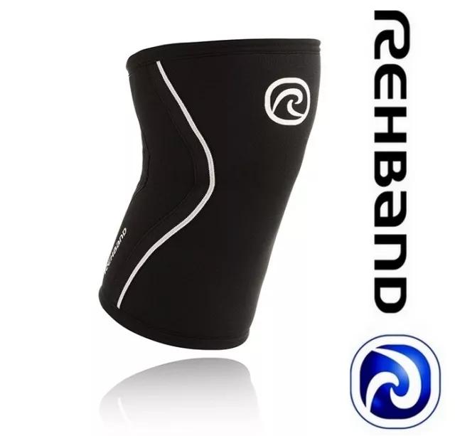 NEU CrossFIT Knie Stütze Rehband 105306-03 Rx Schwarz / Silber Gewichtheben 5mm