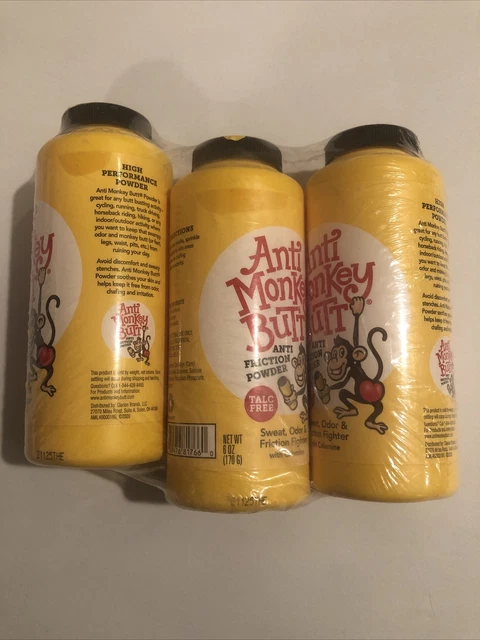 Polvo antifricción anti-colilla de mono (3PK) para rozar 6 oz cuerpo y piel sellados