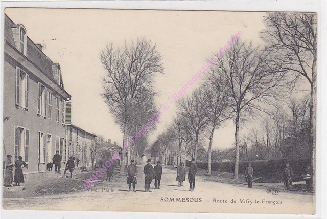 CPA 51320 SOMOUS Route de Vitry le François animation Edt ELD ca1916