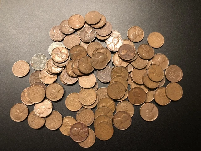 Lincoln Head Cent 1940’s, WHEAT PENNY, 88 Coins, P-D-S, Penny Lot Assorted Dates