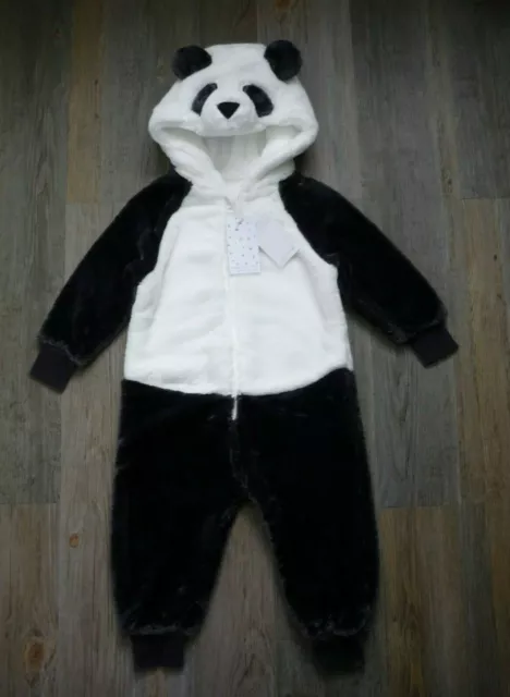 NEXT Baby Girls Boys Soft Warm 3D Panda Hooded All-In-One Romper Pramsuit 12-18