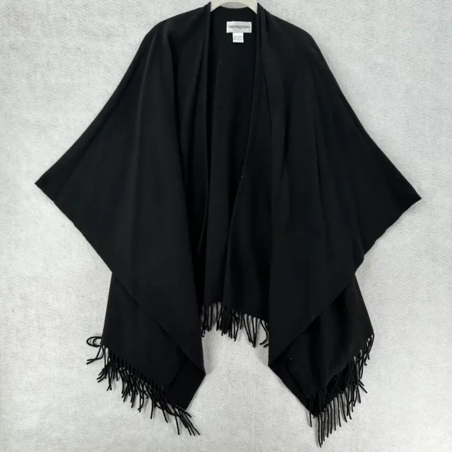 C by Bloomingdales Cashmere Poncho Sweater Wrap Womens One Size Fringe Hem