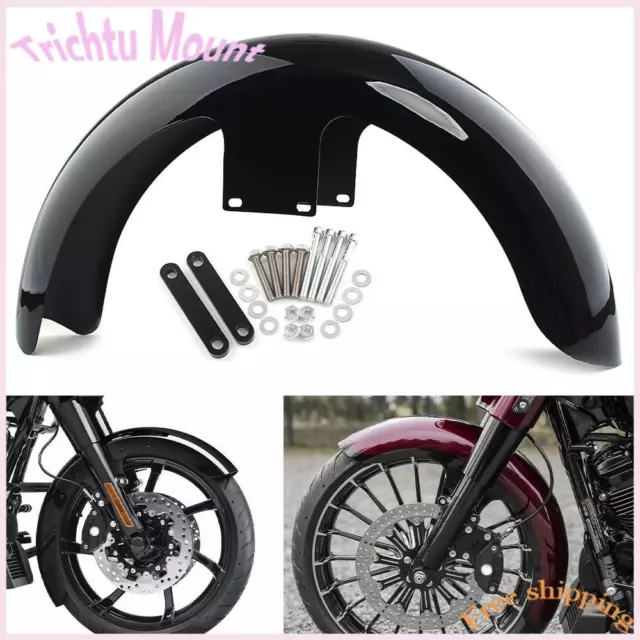 19 " Wrap Gloss Schwarzer Front fender für Harley Touring Electra Street Glide