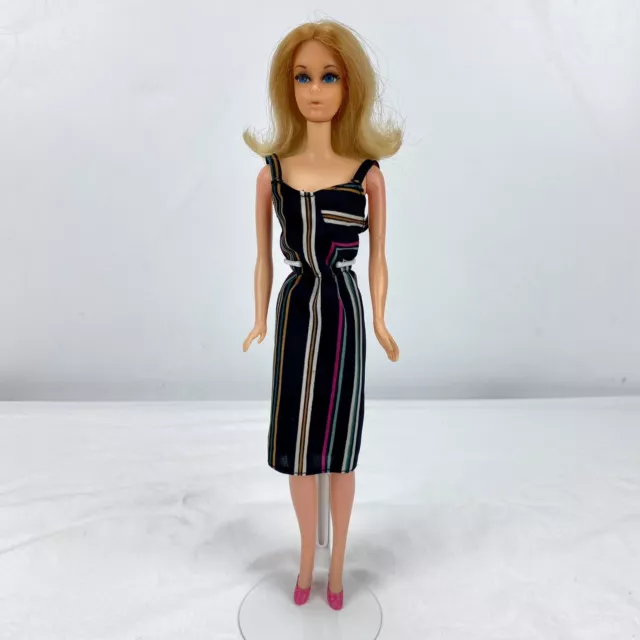 Vintage 1960's Blonde Walk Lively Barbie Doll Bendable Leg 1966 w/ Dress & Shoes