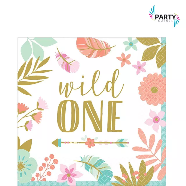 Boho Girl Party Supplies 1ST BIRTHDAY LUNCH NAPKINS Pack Of 16