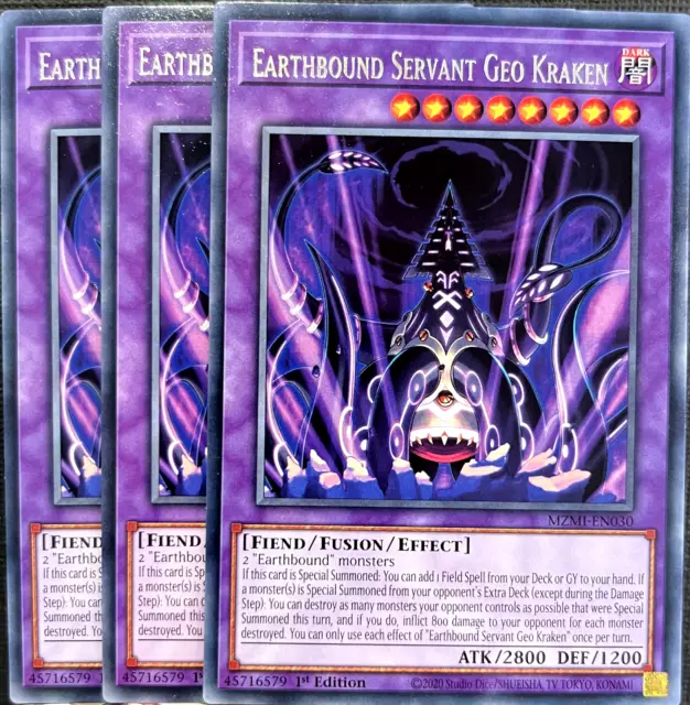 Yu-Gi-Oh! MZMI-EN030 - 3 x Earthbound Servant Geo Kraken - 1st edition - Rare