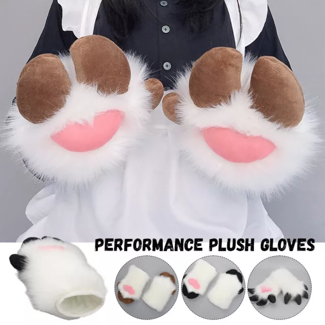 Cosplay Gloves Plush Animal Sheep Hoof Gloves Furry Paw Nails Gloves 1pair