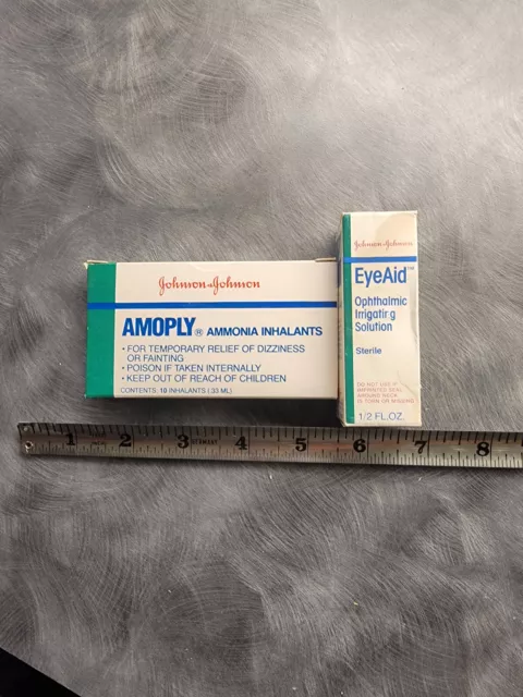 vintage johnson and johnson amoply and eye aid boxes