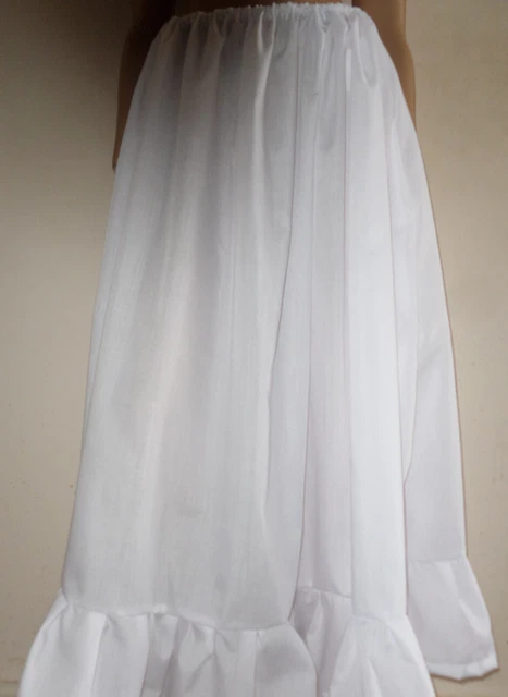 Sottoveste Vintage Stile Vittoriano Bianca Orlo Frilly Vita Elasticizzata 28-40"
