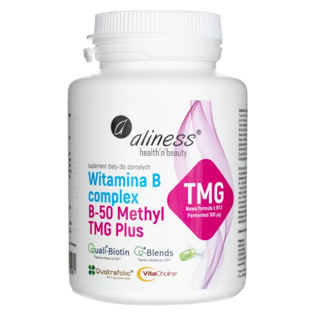 Aliness Vitamin B Complex B-50 Methyl plus TMG, 100 capsules