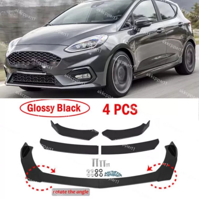 For Fiesta ST MK6 Mk7 MK7.5 LOWER FRONT SPLITTER BUMPER LIP KIT GLOSSY BLACK AK