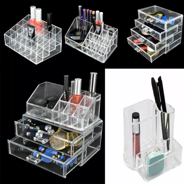 Cosmetic Organizer Acrylic Makeup Drawer Holder Jewellery Case Box Clear Vanity