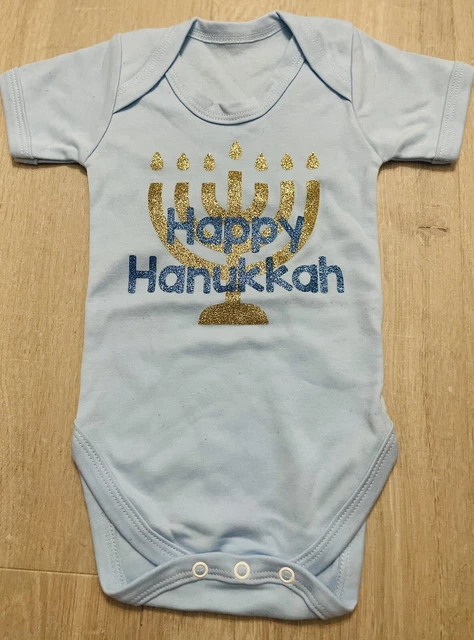 Blue Baby Romper Happy Hanukkah Aged 6-12 Months