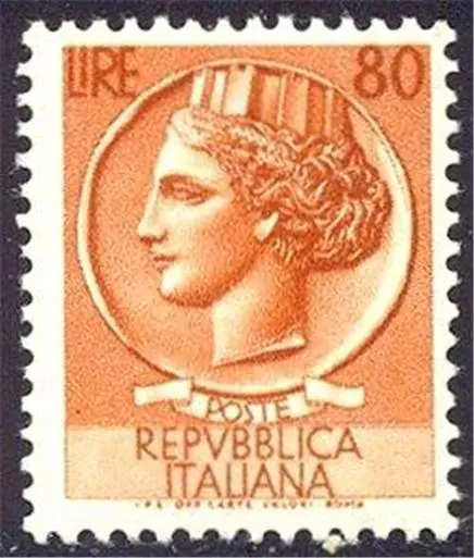 ** Italia 1953 Repubblica: TURRITA SIRACUSANA Ruota Lire 80 [MNH XF]