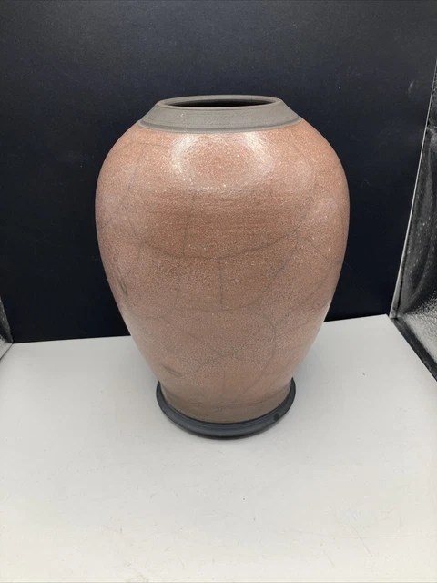 Raku pottery vase,  signed. Dusty Rose Pink Color. 7” Tall