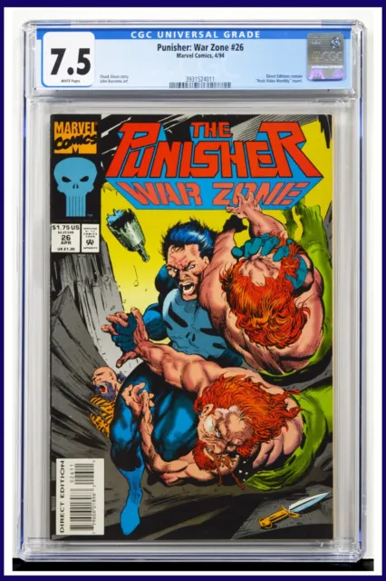 Punisher War Zone #26 CGC Graded 7.5 Marvel April 1994 White Pages Comic Book.