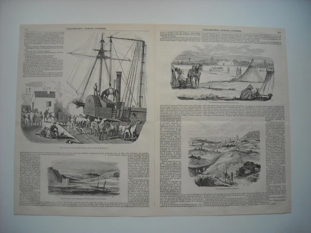 Gravure 1844. Maroc. Port-Vendres. Vue De Tetouan. Alkasar-El-Kebir. Mequinez.