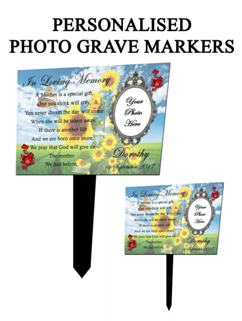 Personalised Photo Memorial Stake Grave/Tree Marker Cremation Plaque