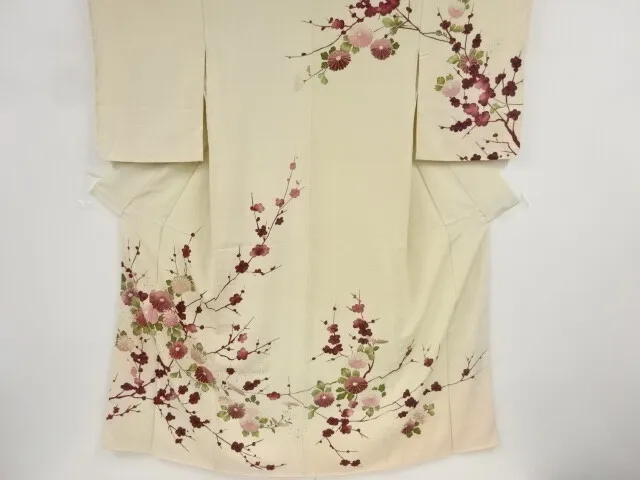 82364# Japanese Kimono / Antique Kimono / Embroidery / Kiku & Ume
