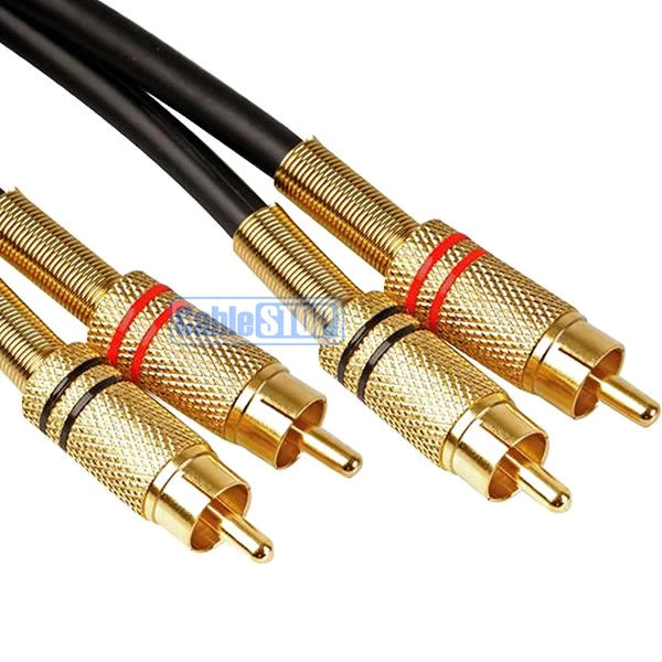 4 Meter Premium Twin Phono Subwoofer Cable - 2x RCA To 2x RCA Gold Plated & Shielded