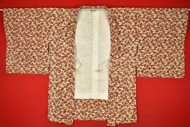Vintage Japanese Kimono Silk Antique BORO HAORI Kusakizome Dyed/A656/475