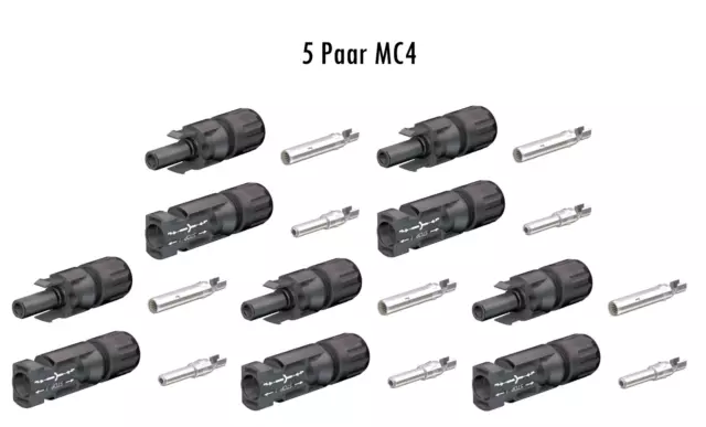 Stäubli original MC4 Set 5 Paar Buchse + Stecker DC Steckverbinder für 4 - 6mm²