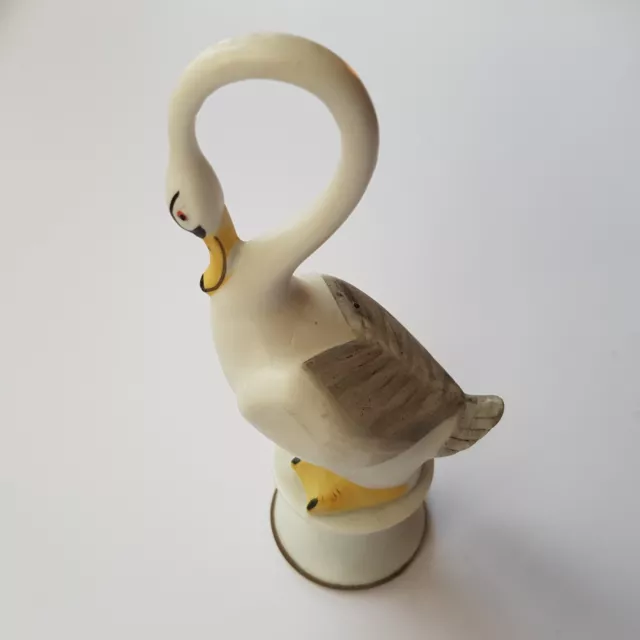 1970s ceramic white swan bird figurine hand painted 16cm retro VTG Taiwan