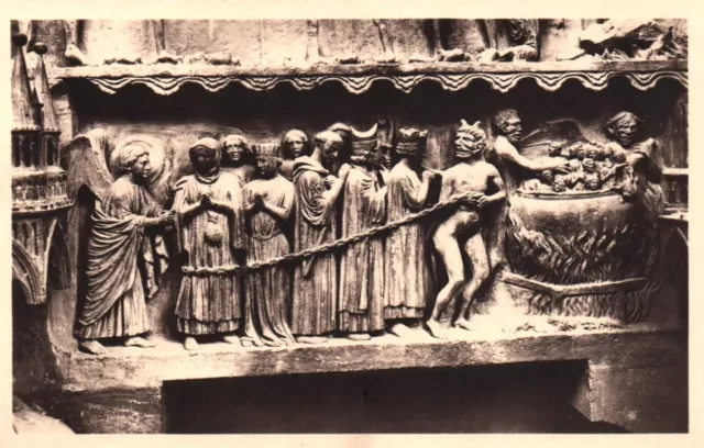 CPA 51 - REIMS (Marne) - Cathedral. Last Judgment Portal. Les Damnés