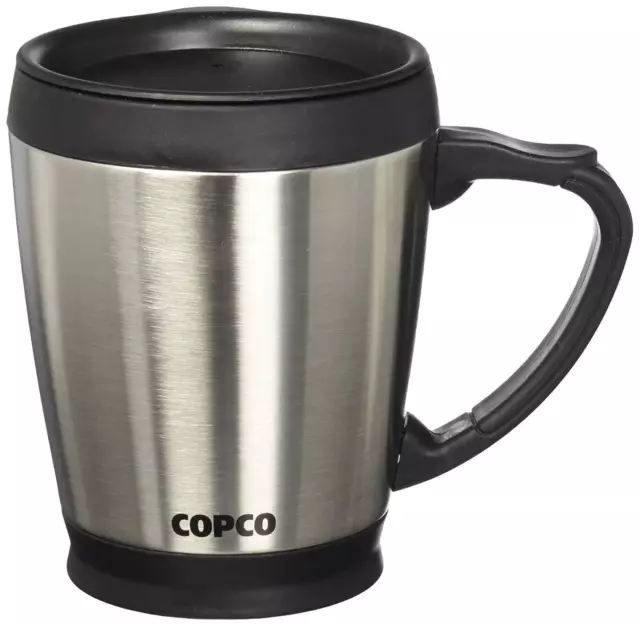 Copco Desktop Stainless Steel Coffee Mug With Easy Grip Handle 16 Oz - Silver