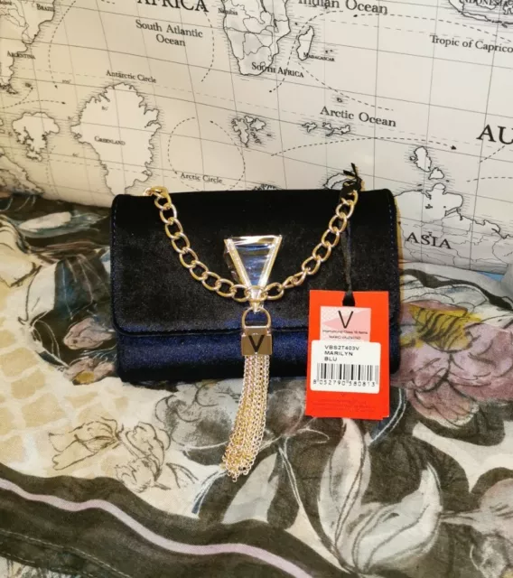 VALENTINO BY MARIO Valentino Marilyn Blu Velvet Cross Body Bag