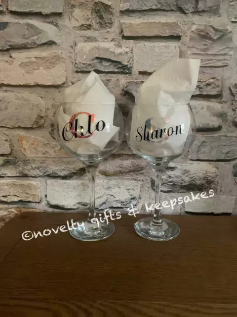 Personalised Any Name & Initial Balloon Gin Glass Birthday Hen Party Christmas
