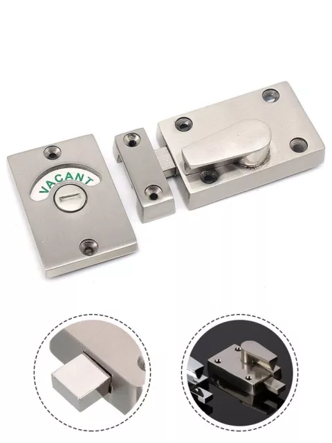 Bathroom Indicator Bolt Vacant Engaged Privacy WC Toilet Door Lock Satin Brass 3