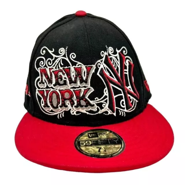NEW YORK YANKEES New Era 59 Fifty Fitted Hat - Size 7 1/4, Red & Black ...