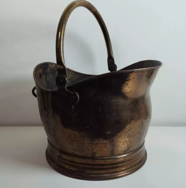 Brass Vintage Fireside Coal Log Scuttle Bucket Scuttle with Swing Handle
