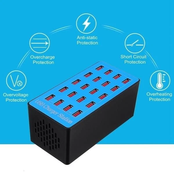 Station de charge multi-chargeur USB 30W, concentrateur de Station de charge rapide Hub 6 ports 100-240V avec câble de 150cm | Leroy Merlin