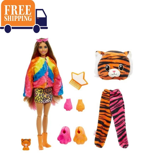 Barbie Cutie Reveal Jungle Series Fashion Doll with Tiger Plush Costume, Mini...
