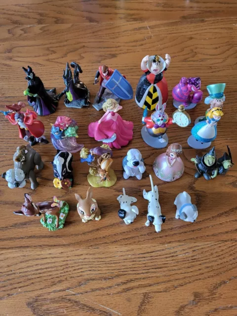 Disney Cake Toppers Lot Of 22 Mostly Alice In Wonderland + Sleeping Beauty