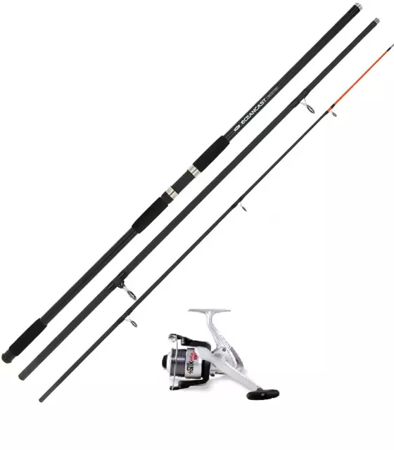 NGT 14ft Ocean Surfcast Beachcaster / Surf Fishing Rod & Silk reel with  Line
