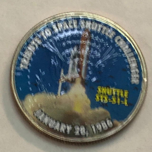 Colorized Kennedy half dollar TRIBUT TO SPACE SHUTTLE CHALLENGER 1/28/1986 #98