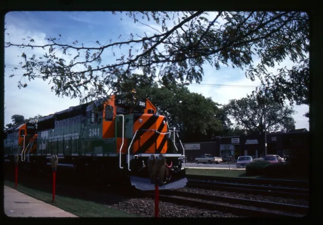 Railroad Slide - Burlington Northern #3141 GP50 Locomotive 1985 La Grange IL BN