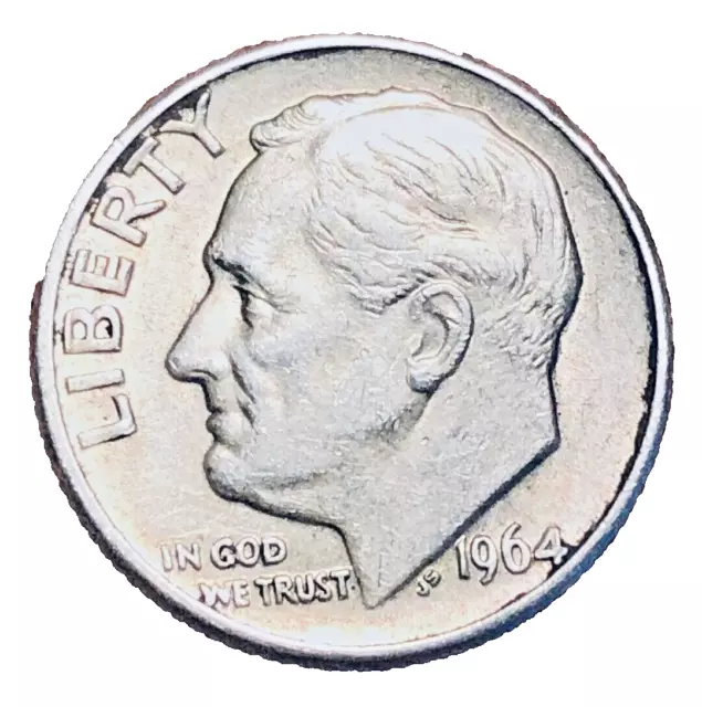 1964 USA Silver One DIME LIBERTY 90% Coin Unc