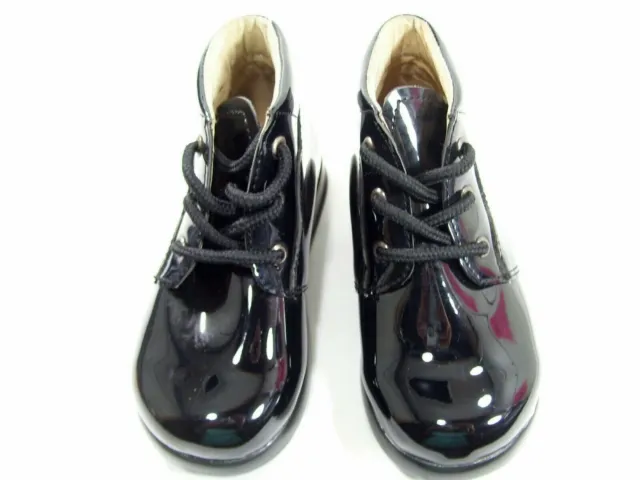 Surefit Girls Shoes Black Patent Boots Casual Dress Lace Up Size 8 Alice