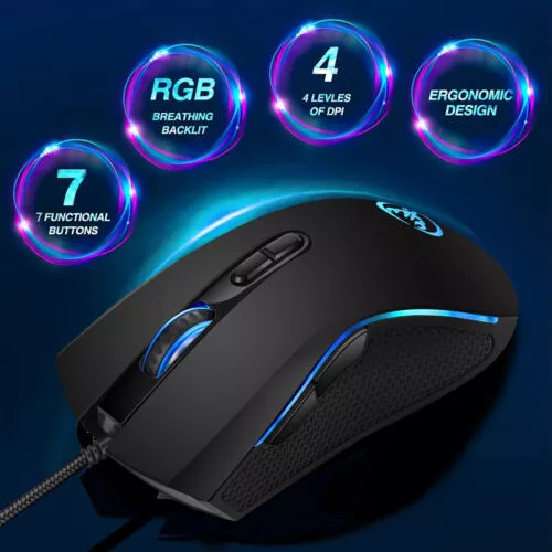 Souris De Jeu 7 couleurs Rétro-éclairage USB Souris Filaire Gamer 3200 DPI 2