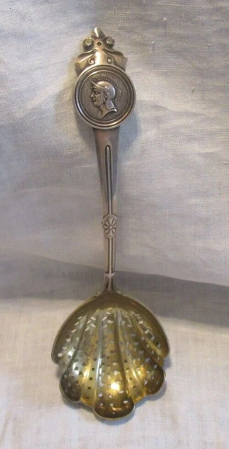 Antique Gorham Ladle Sterling Pierced Medallion Pattern Name Engraved On Back