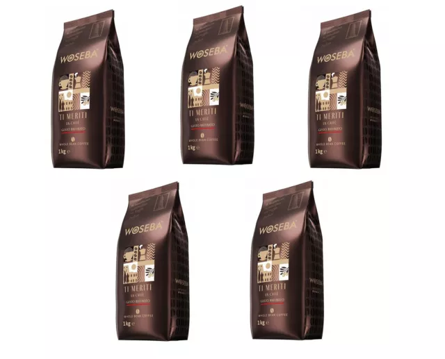 5 x 1 kg SET WOSEBA Kaffeebohne The Merit Gusto Refinery VERSAND GRATIS