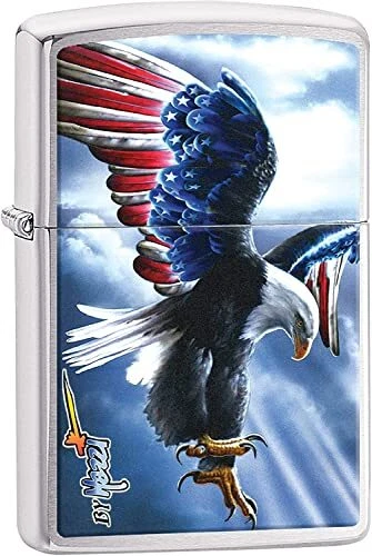 Zippo Lighter - Americana Eagle USA Flag Patriotic Windproof Lighter (Bird of Pr