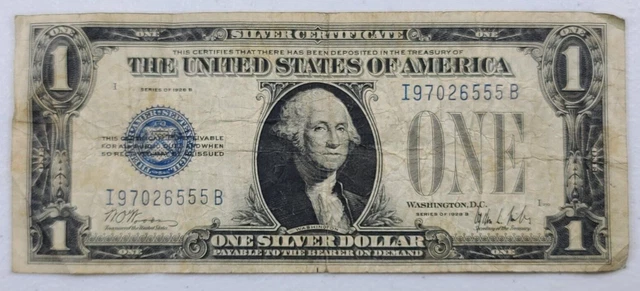 1928 B $1 Silver Certificate Funny Back Note Blue Seal 555