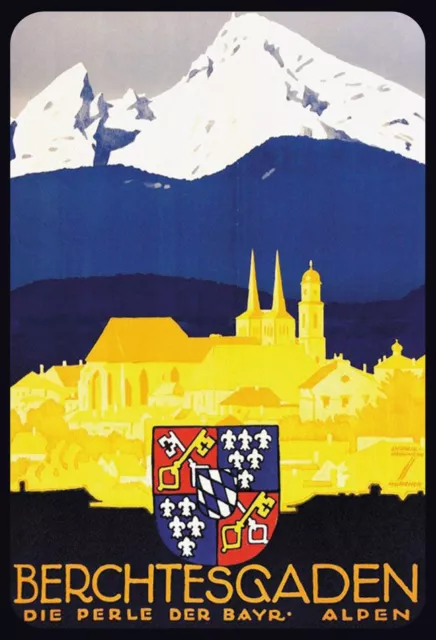 Blechschild historisches Plakat Berchtesgaden Deutschland Germany Bayern Städte