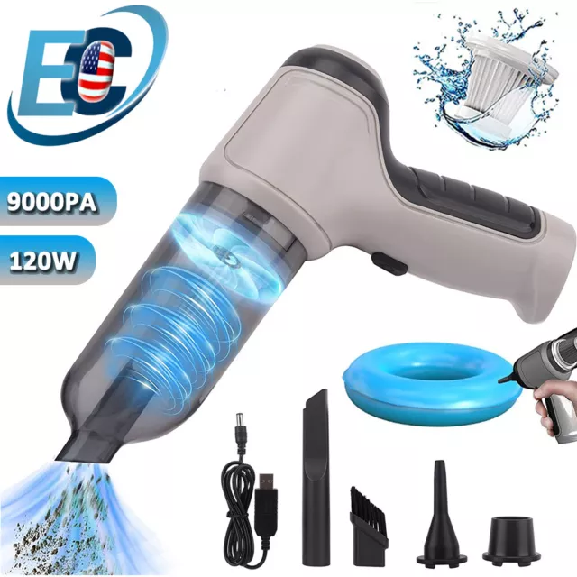 120W 9000PA Cordless Handheld Vacuum Cleaner Blower Car Auto Home Wet Dry Duster