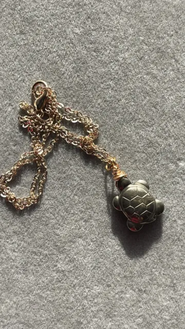 Pyrite Turtle Necklace Gemstone Necklace Healing Spiritual Animal Pendant Gift